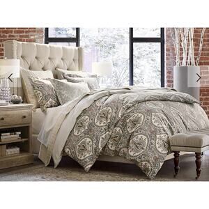 Pottery Barn Gray and Cream Duvet Cover